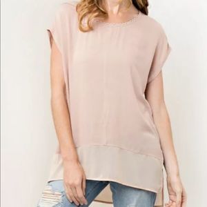 NEW Kori America Peony Pink Sheer Hi Low Top